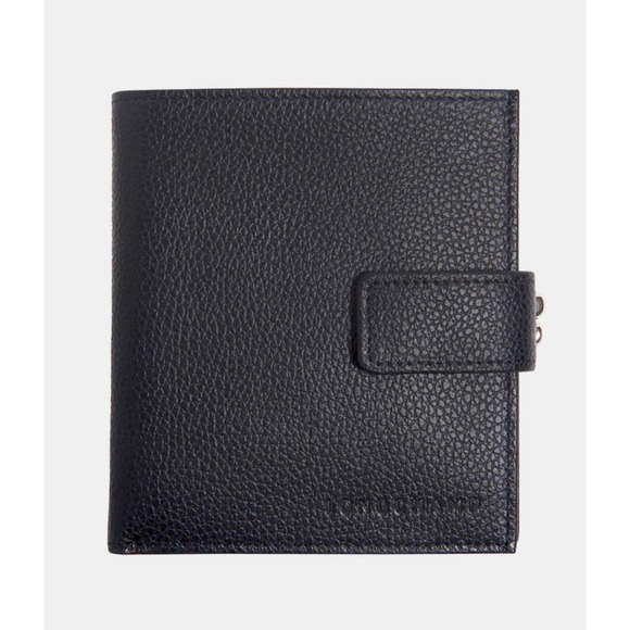 Longchamp Handbags - Longchamp Le Foulonne Black Pebbled Leather Bifold Kiss Lock Wallet